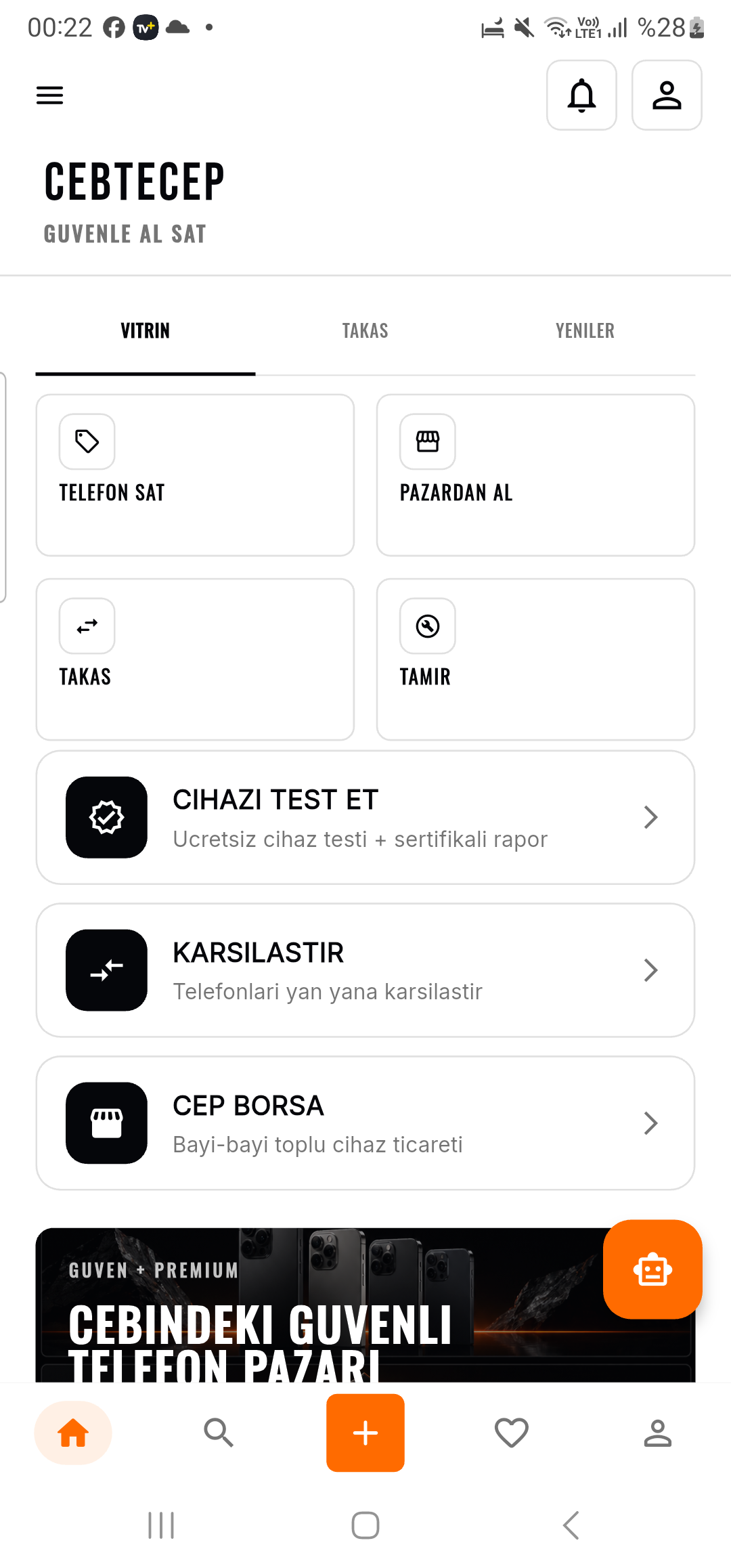 CebteCep ana ekran vitrin