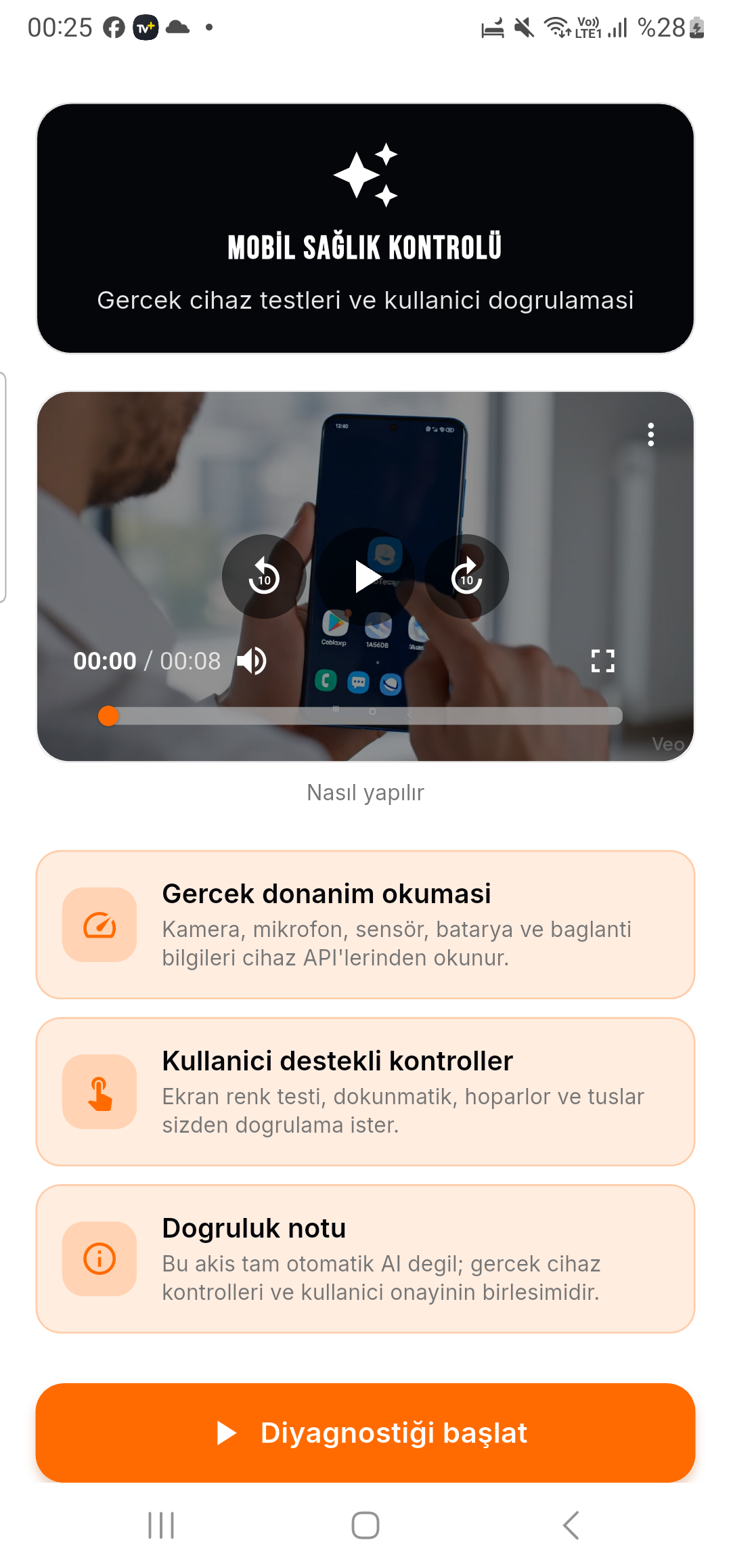 Cihazı test et diagnostik