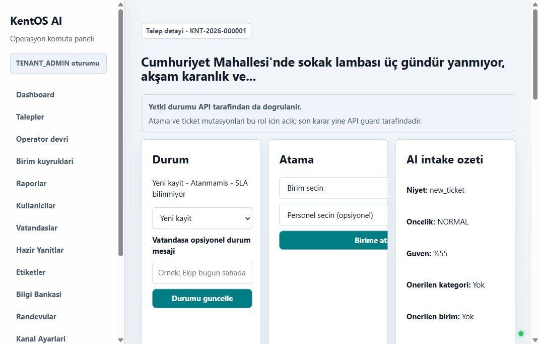 AI intake özeti — güven skoru ekranı