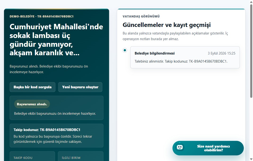 TK takip ekranı