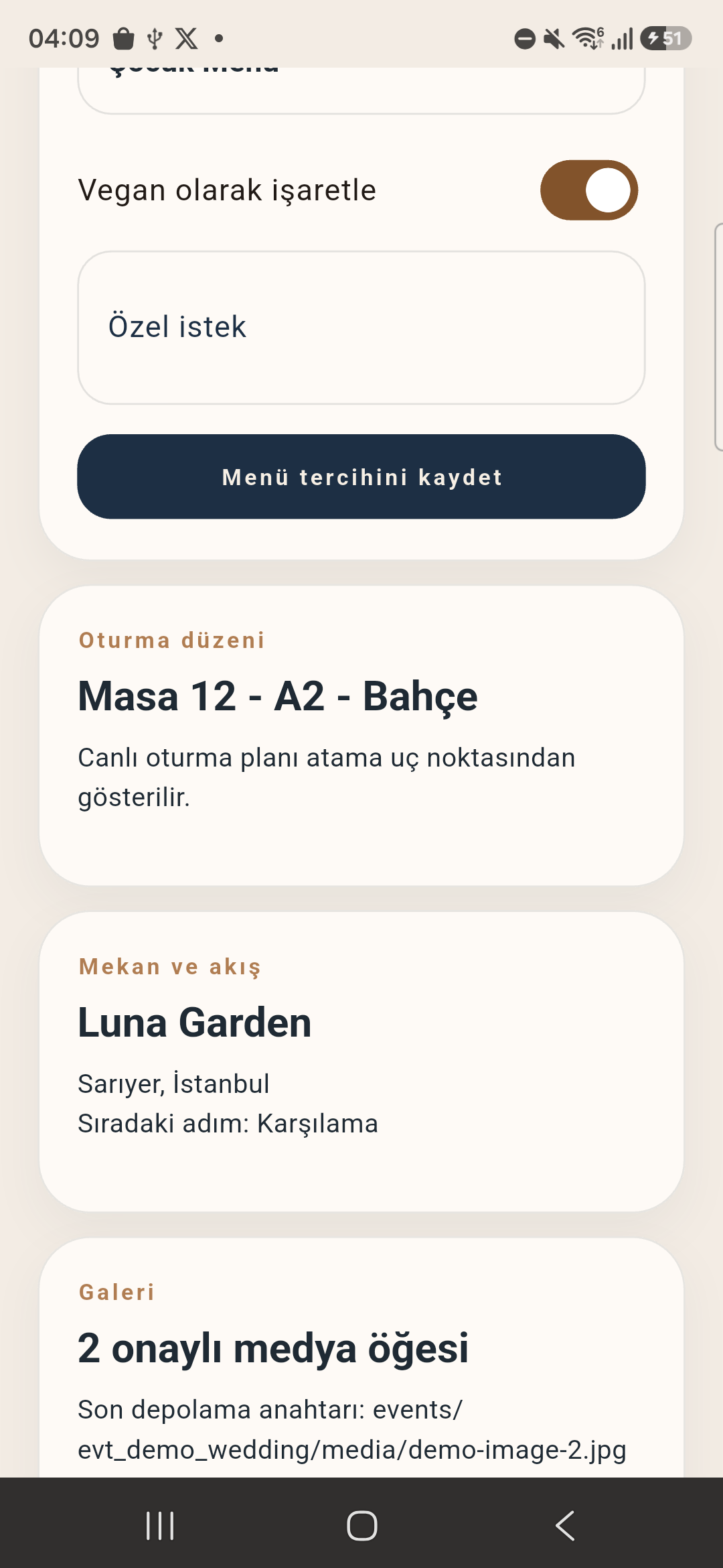 Mobil modüller: menü, oturma, mekan, galeri
